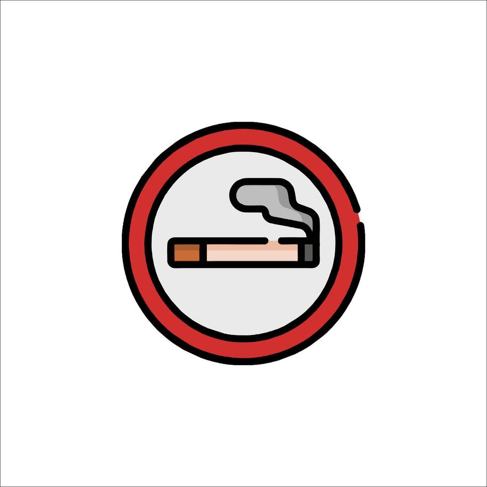 A cigarette is in a red circle with a white background vector