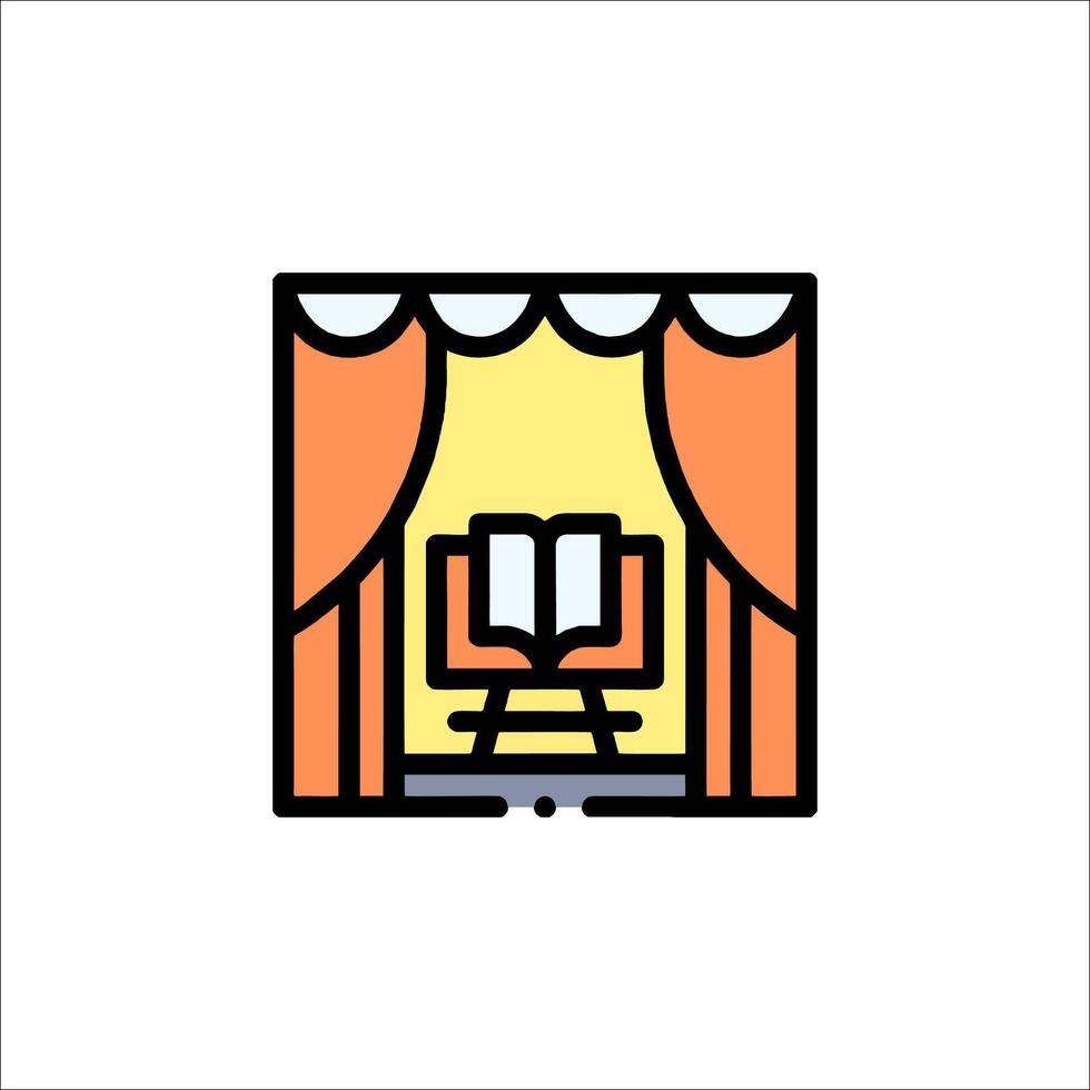 A book on a table with curtains and a curtain vector