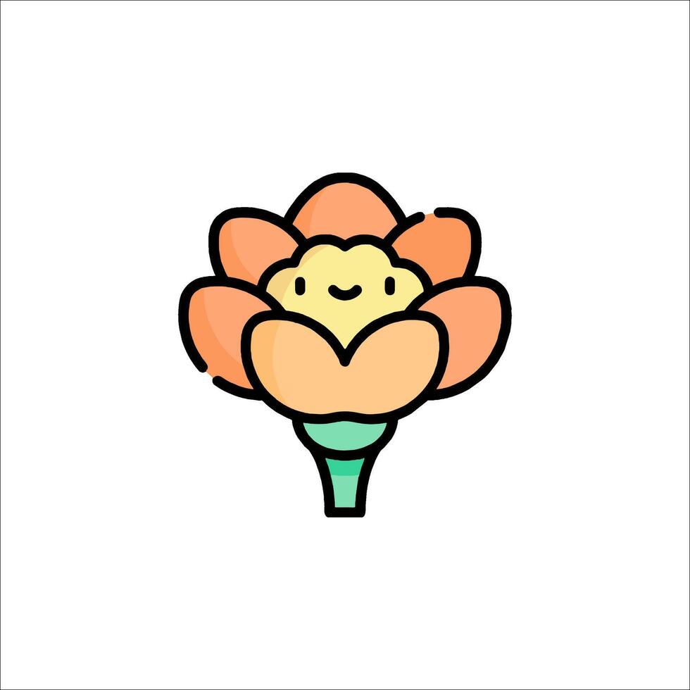 A cartoon flower with a smiley face on it vector