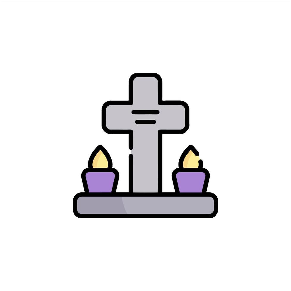 Cross and candles icon illustration vector