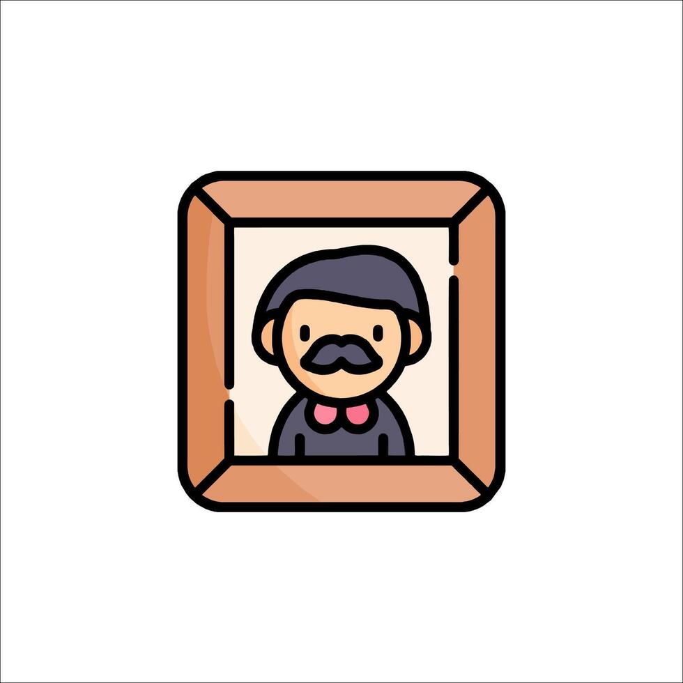 A man with a mustache and bow tie in a frame vector