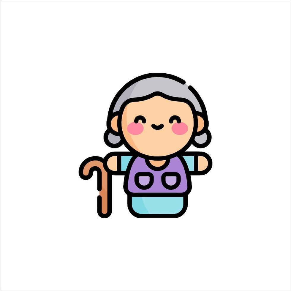 An old woman with a cane icon vector
