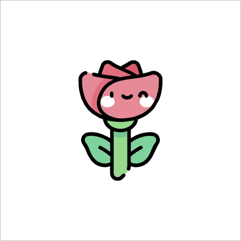 A cute pink flower with a smiley face vector