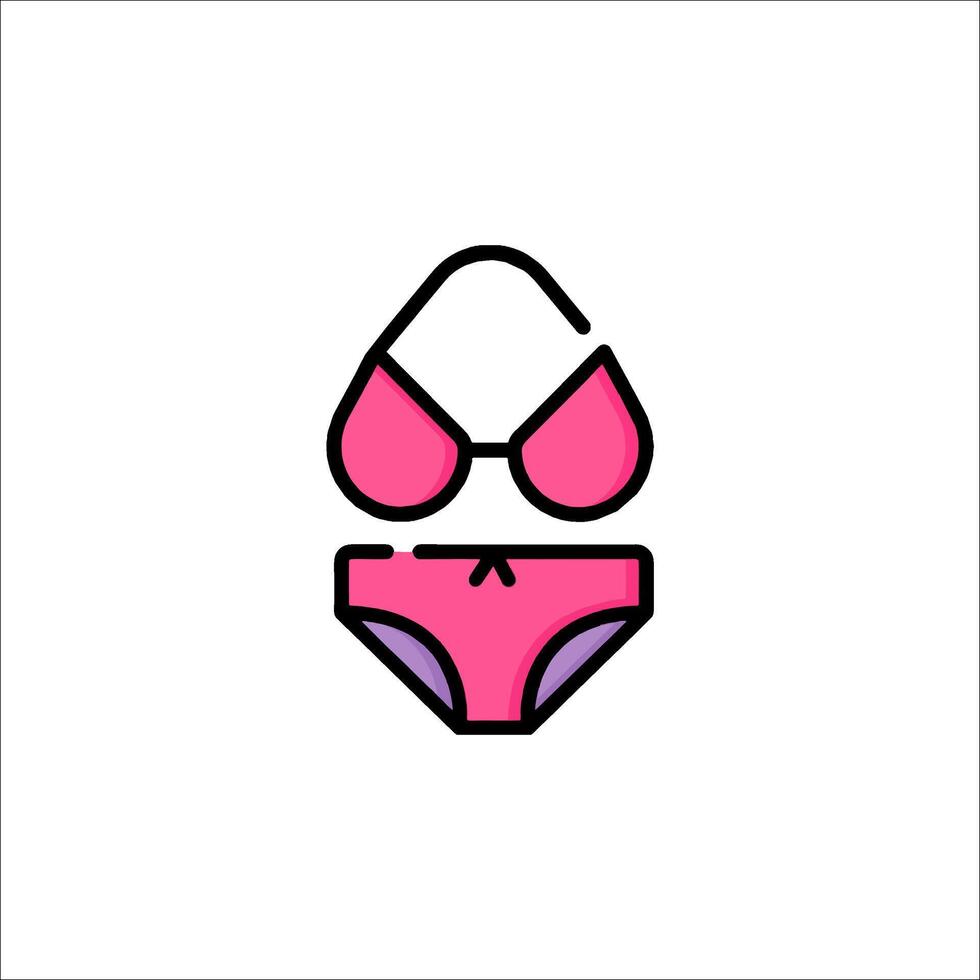 A pink bikini and a bra on a white background vector