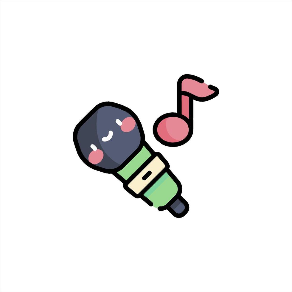 A microphone with a note and a smiley face vector