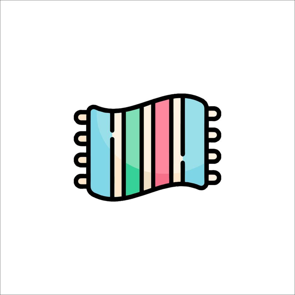 A colorful striped towel icon vector