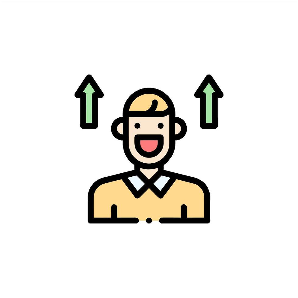 A man is smiling and pointing up vector