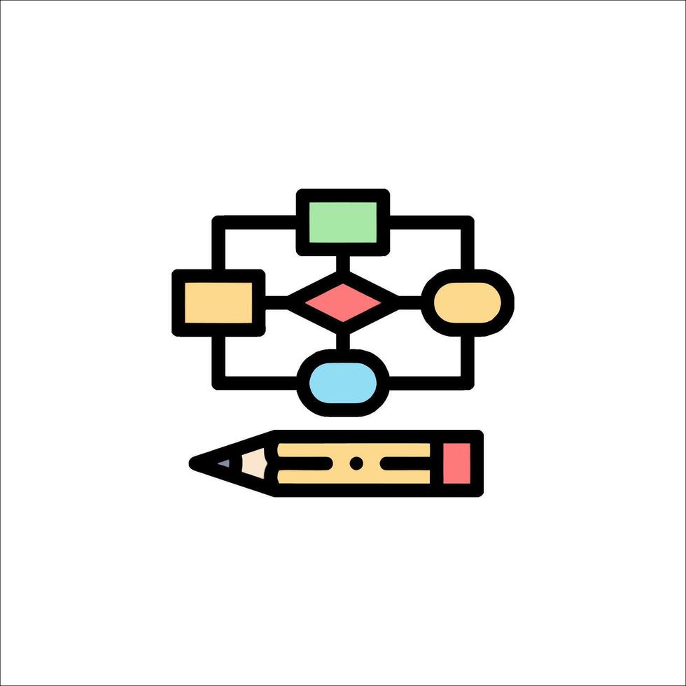 A pencil and a diagram icon vector