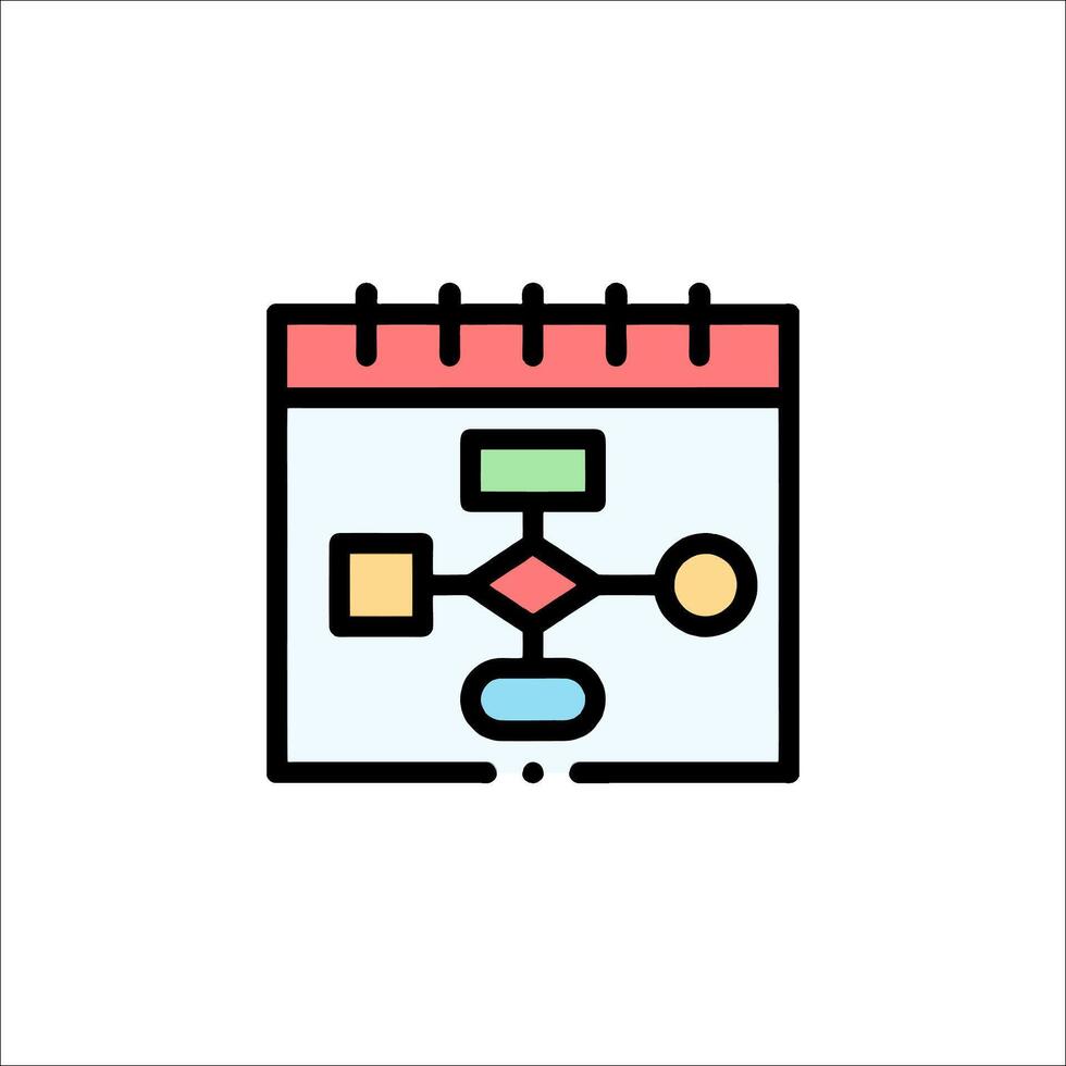 A calendar icon with a diagram on it vector