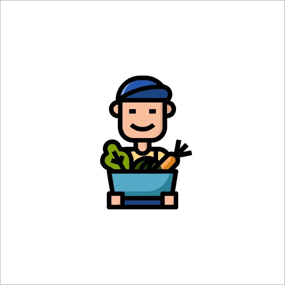 A man holding a bowl of vegetables in a cartoon style vector