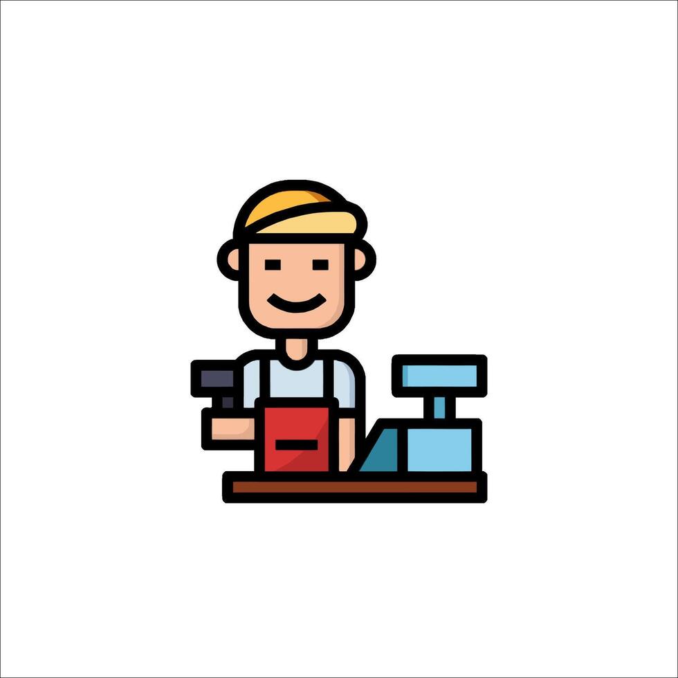 A man with a hammer and a cash register icon vector