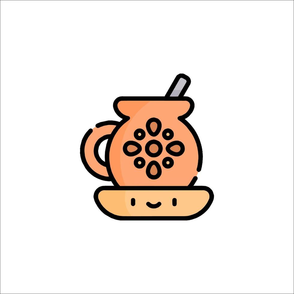 A cute little cup with a straw and a smile vector
