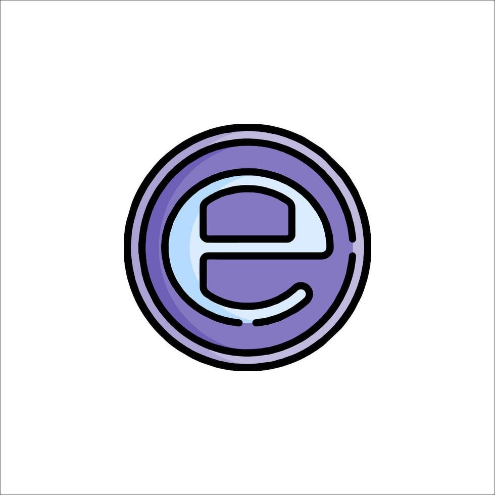 The letter e in a purple circle vector