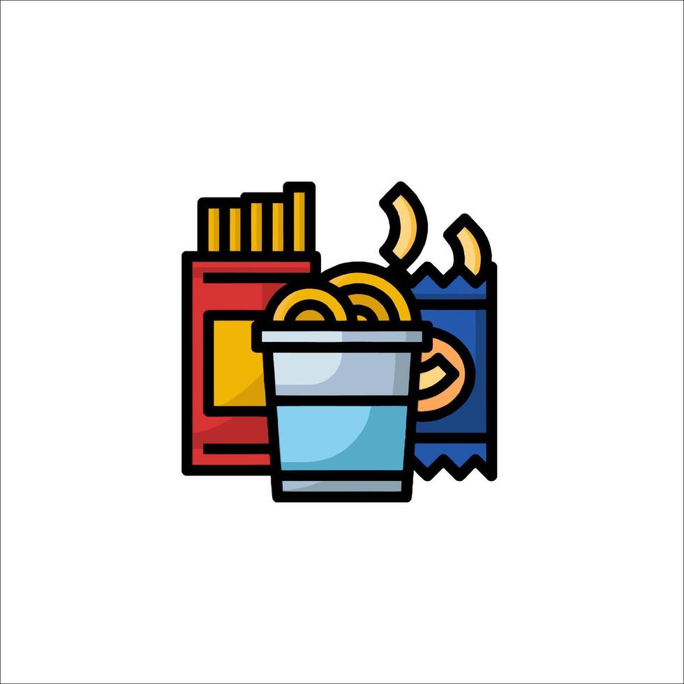A bucket of fries and a bag of chips vector