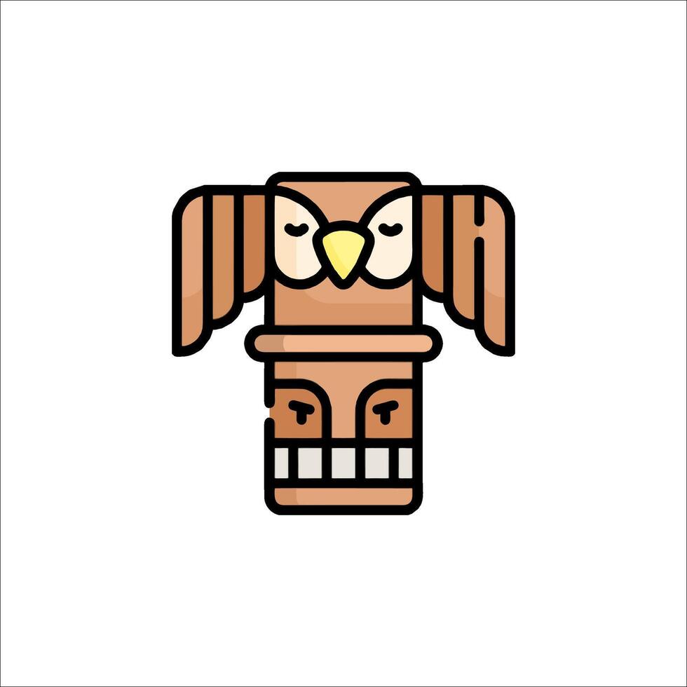 An owl with a head on top of a totem pole vector