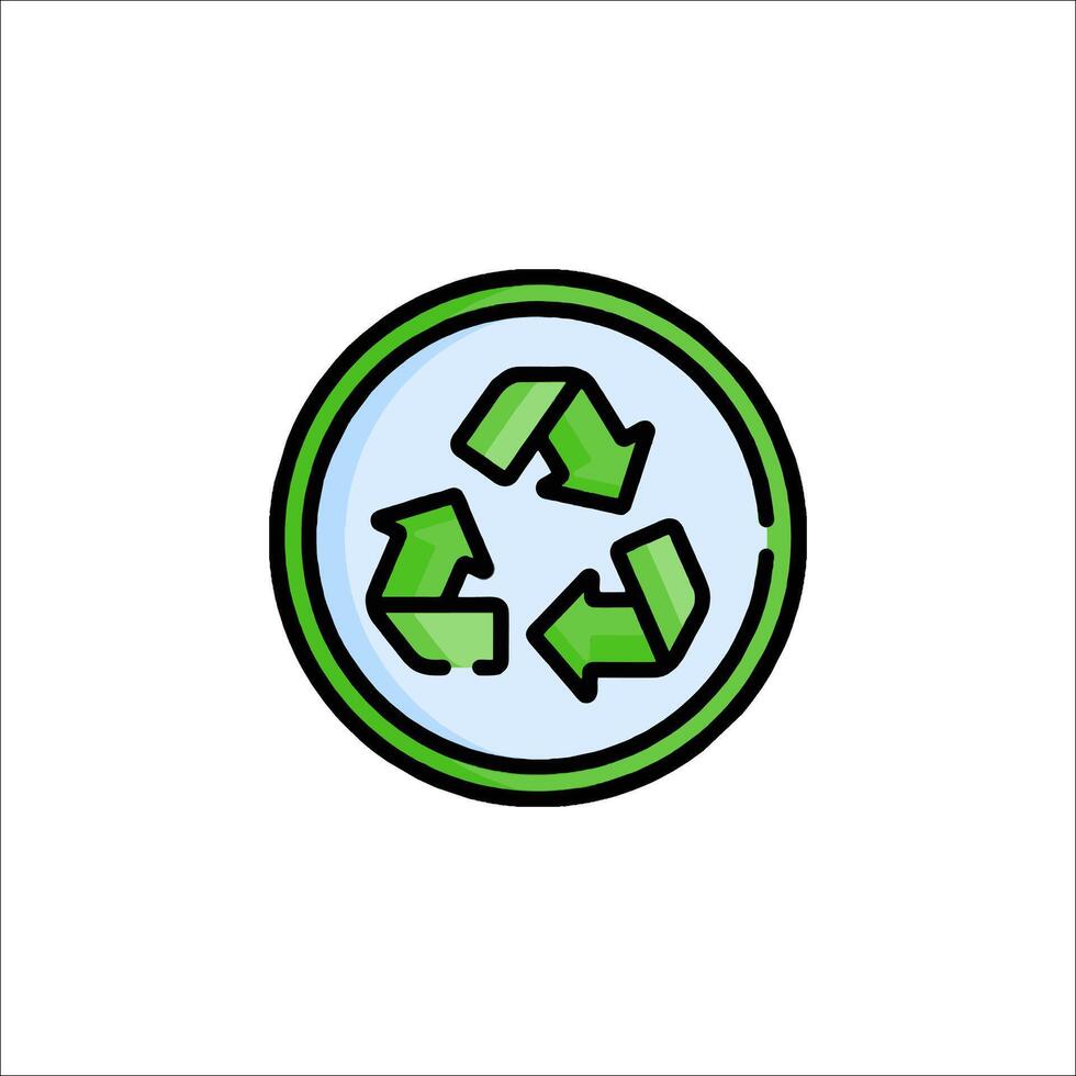 A green recycling symbol in a circle vector