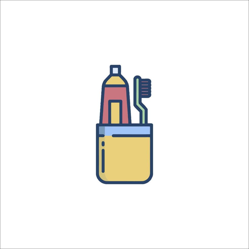 Toothbrush and toothpaste in a cup icon vector
