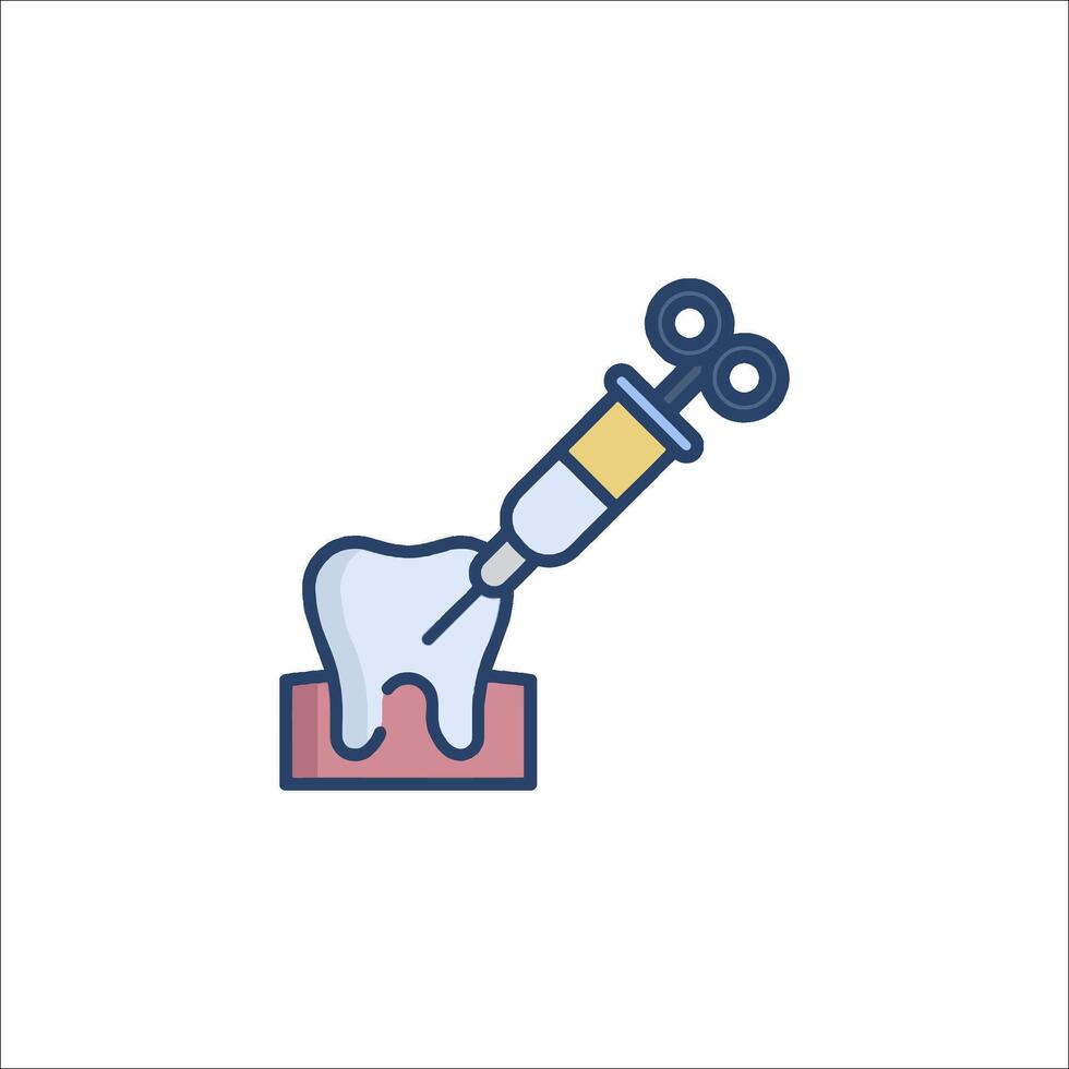 Tooth and syringe icon vector