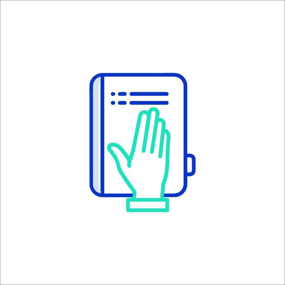 A hand is touching a document icon vector