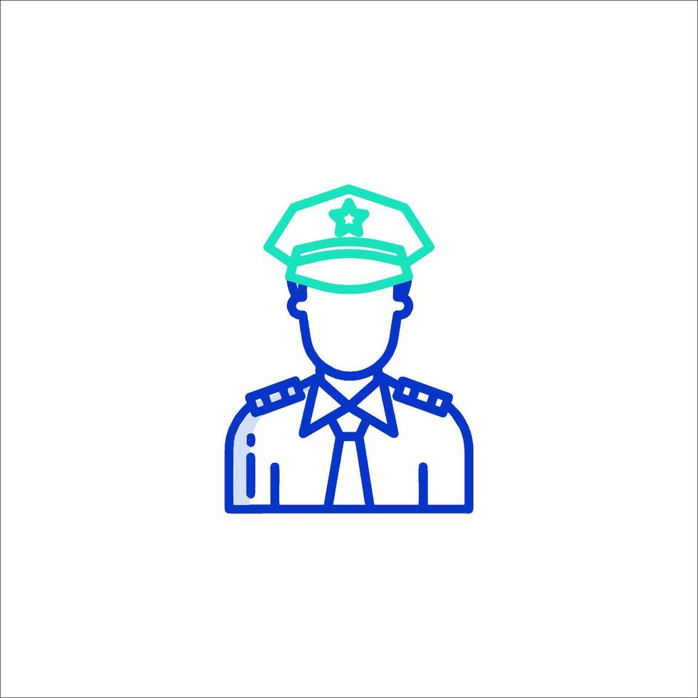 A police officer icon with a hat and tie vector