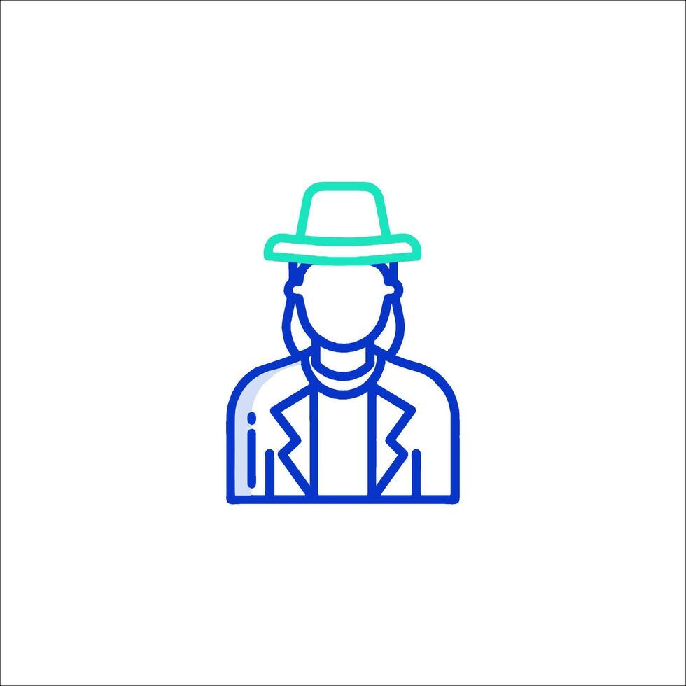 A man in a hat and jacket icon vector