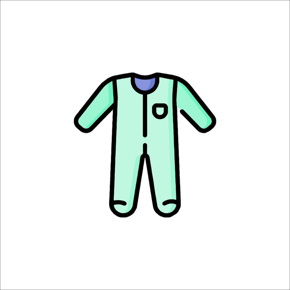 A green baby suit with a blue pocket vector