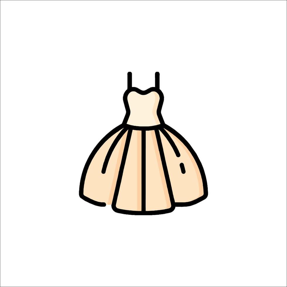 A dress icon in a line drawing vector