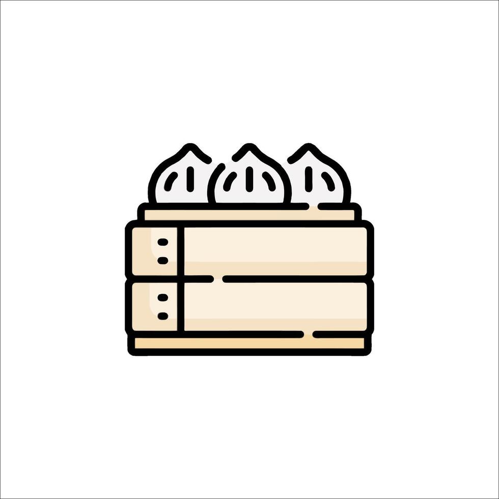 Dumplings in a box icon vector