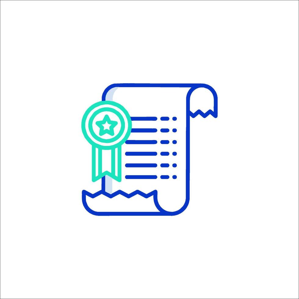 A certificate icon with a star and ribbon vector