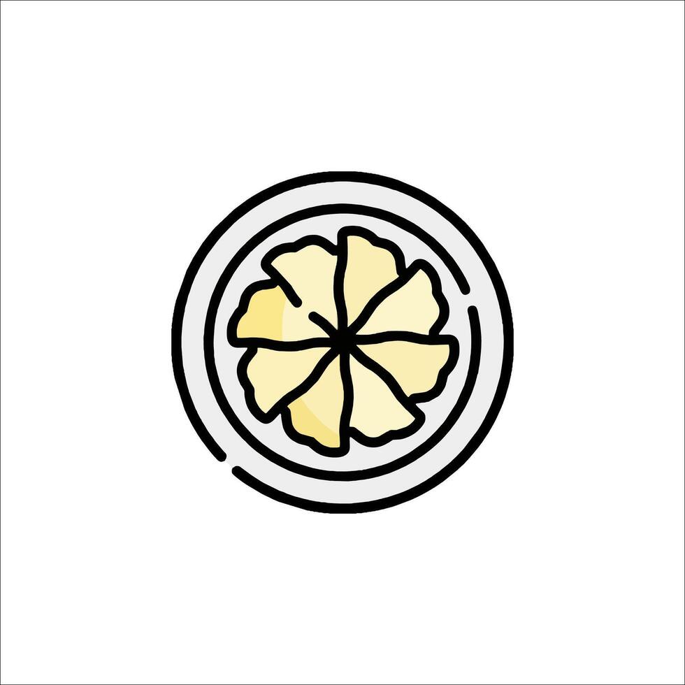 A lemon slice in a bowl on a white background vector