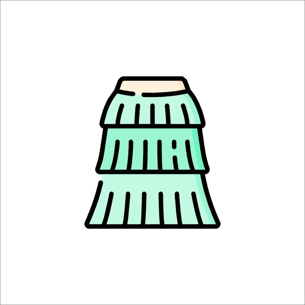 A green skirt with a frayed edge vector