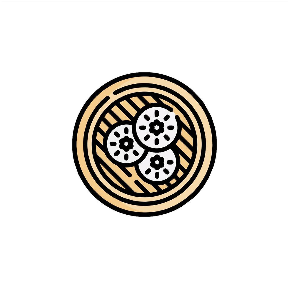 A round plate with two slices of bread on it vector