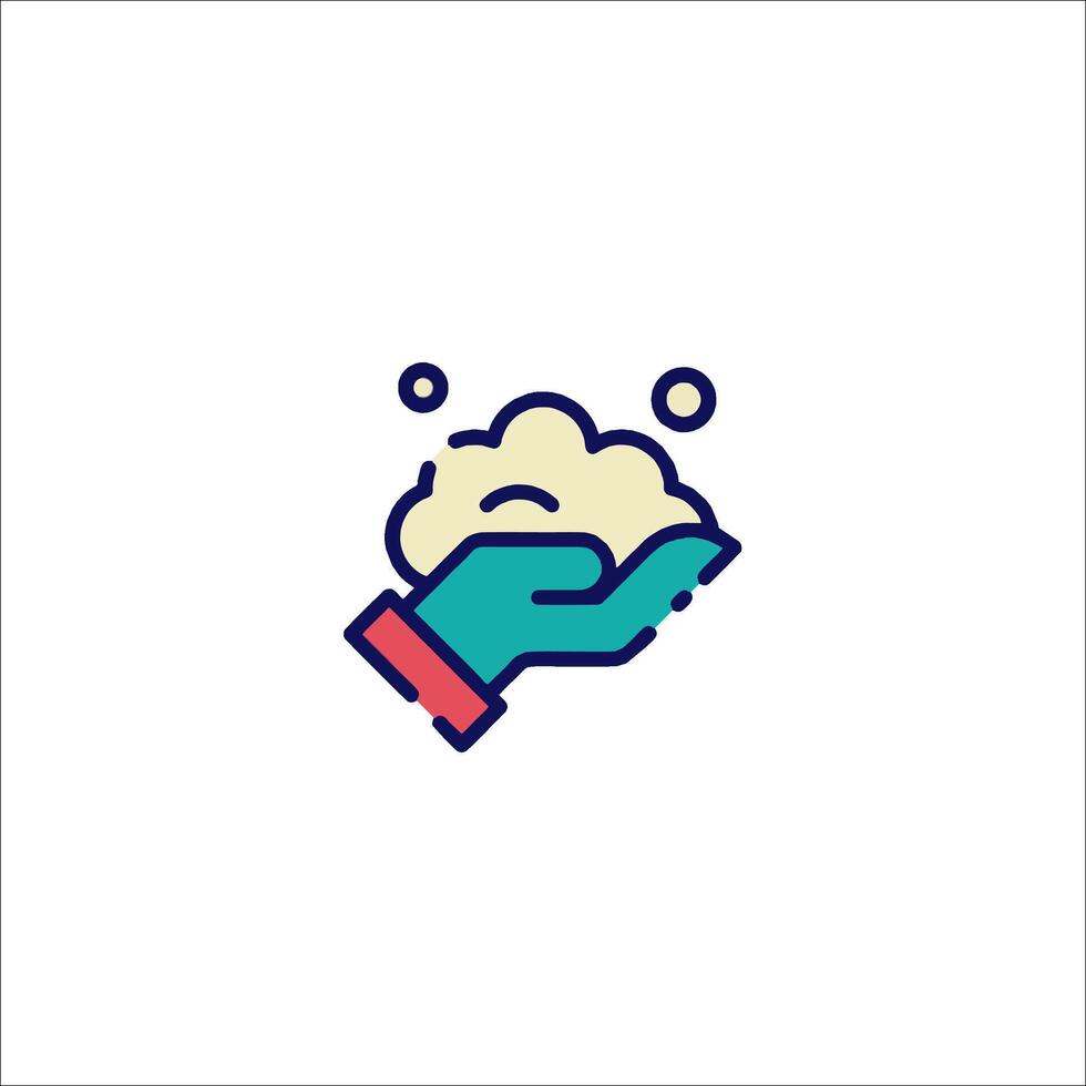 A hand holding a cloud icon vector