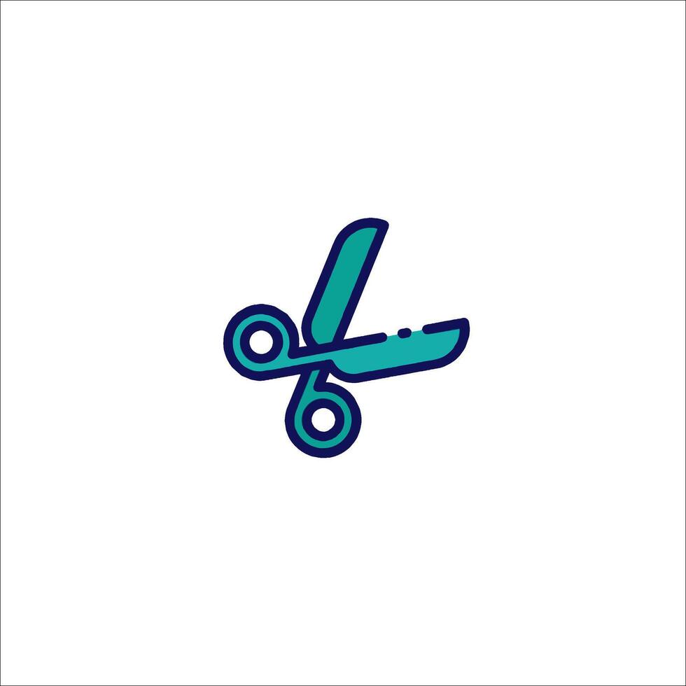 A logo for scissors that is blue and green vector