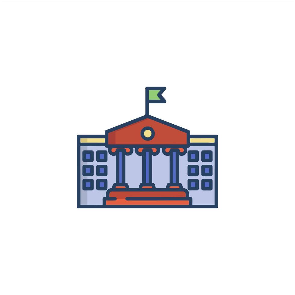A building with a flag on top and a flag on the roof vector