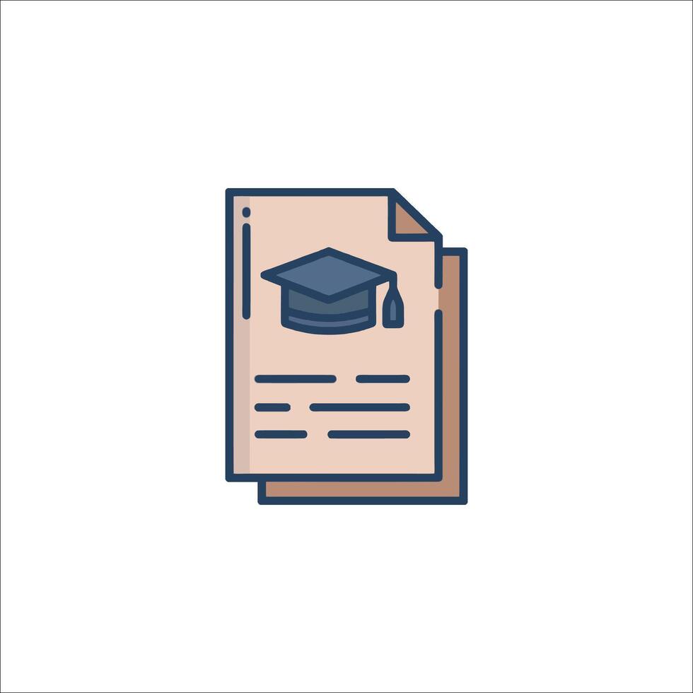 Graduation cap icon on a document vector