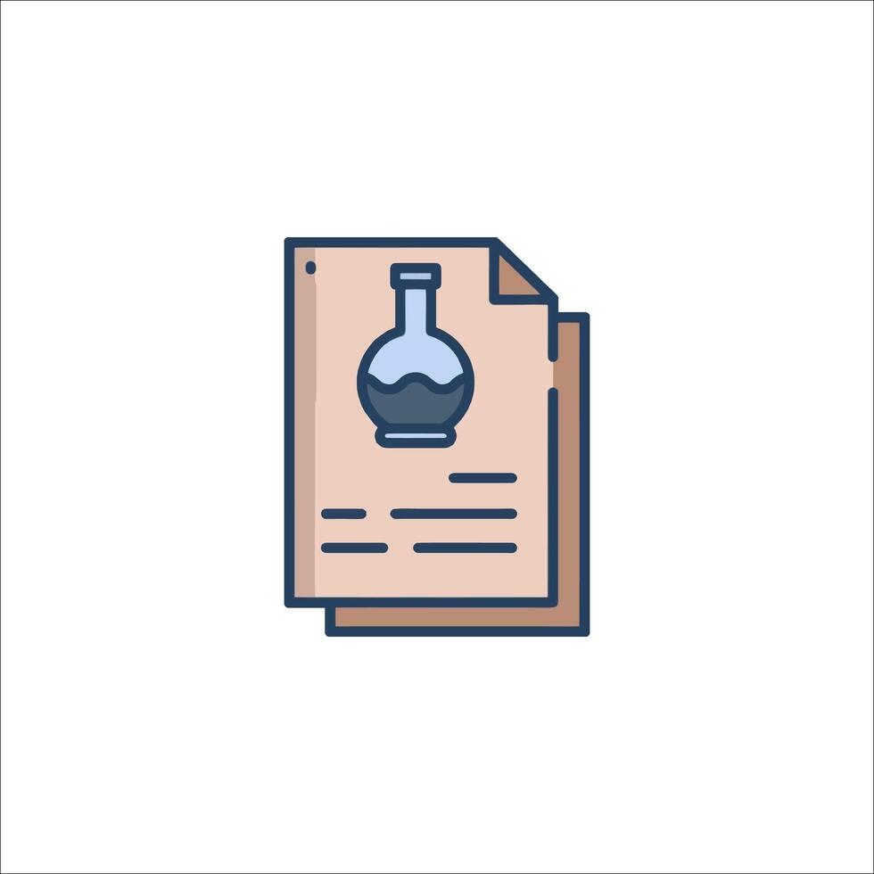 A chemical flask on a paper document vector