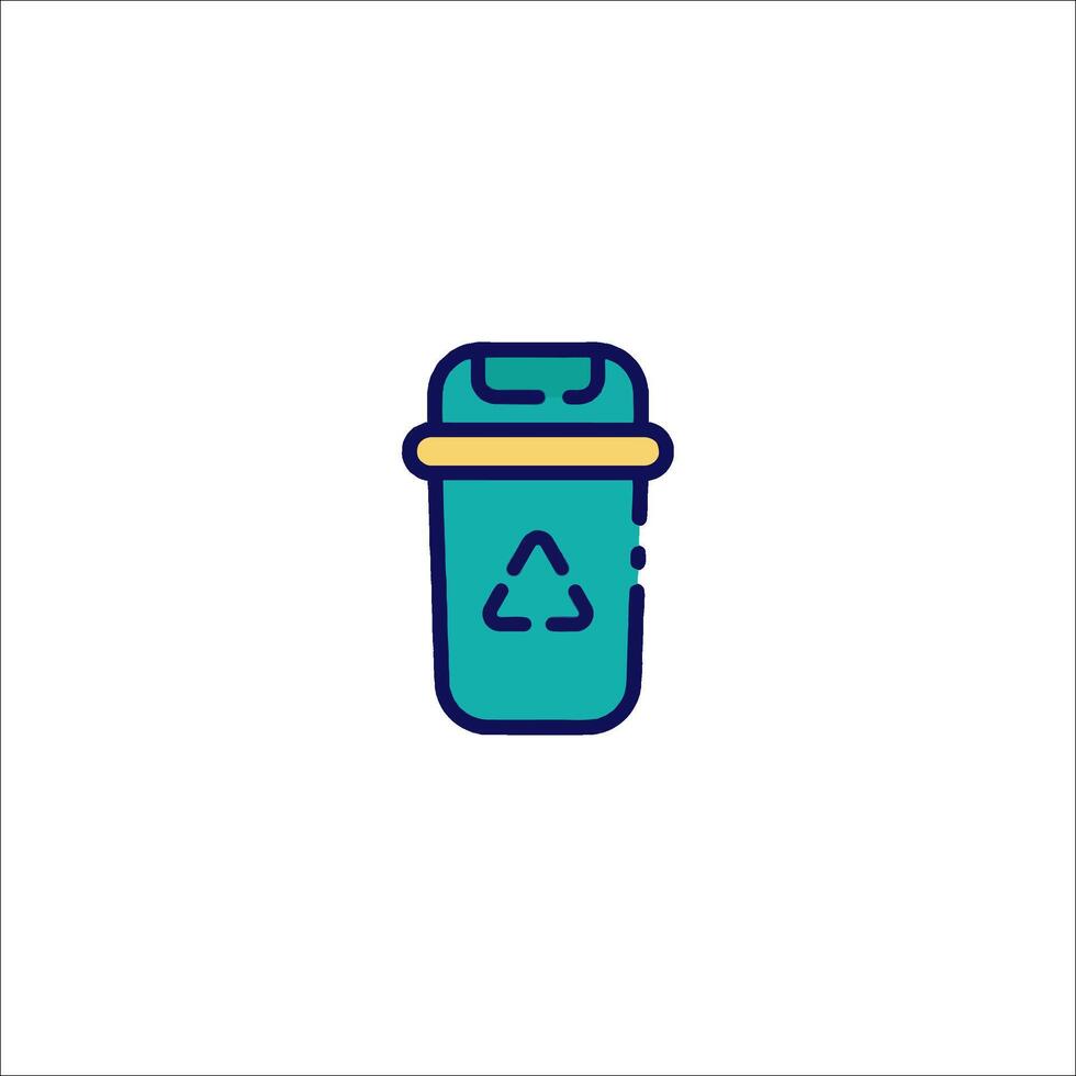 A trash can icon with a recycling symbol vector