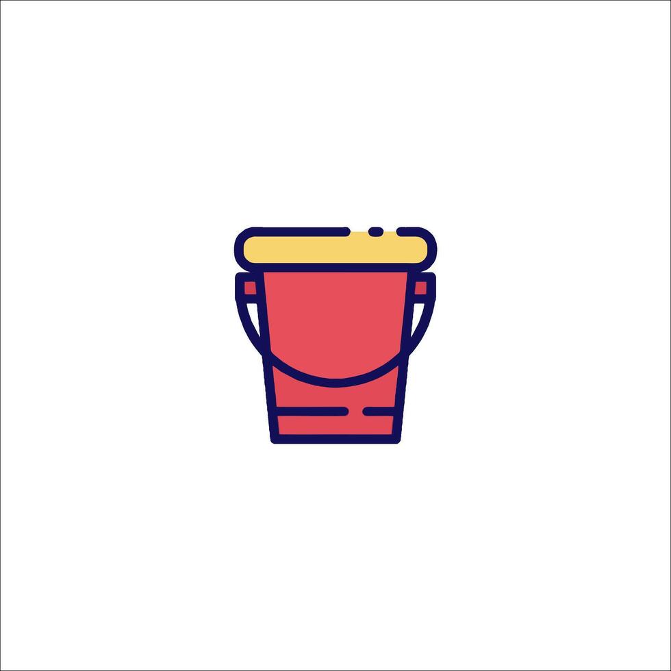 A red bucket icon on a white background vector