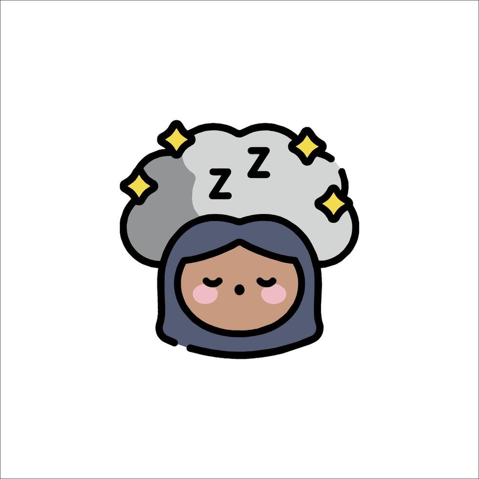 A cartoon character with a sleeping head vector