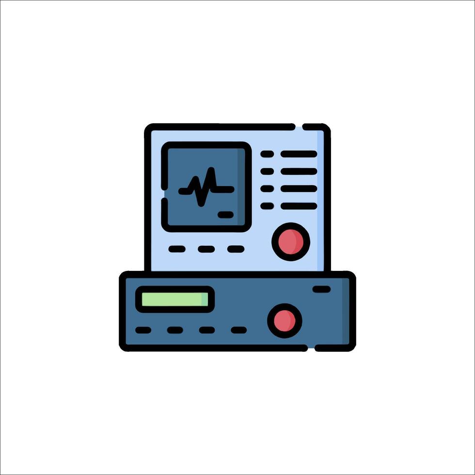 A computer with an ecg monitor icon vector