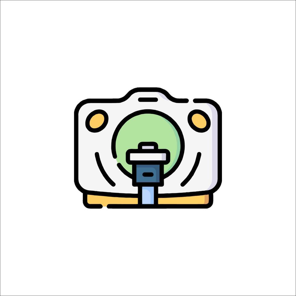 A camera icon with a green light on it vector