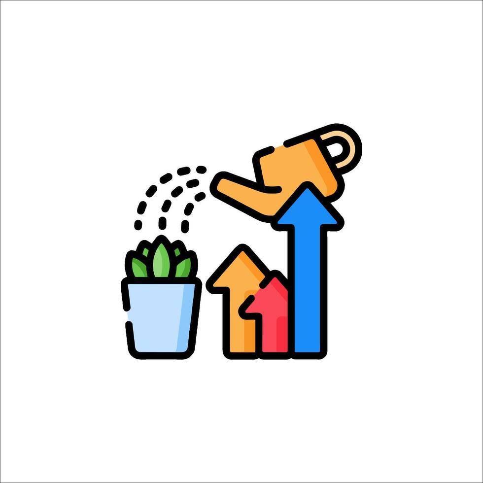 A watering can is pouring water into a plant vector