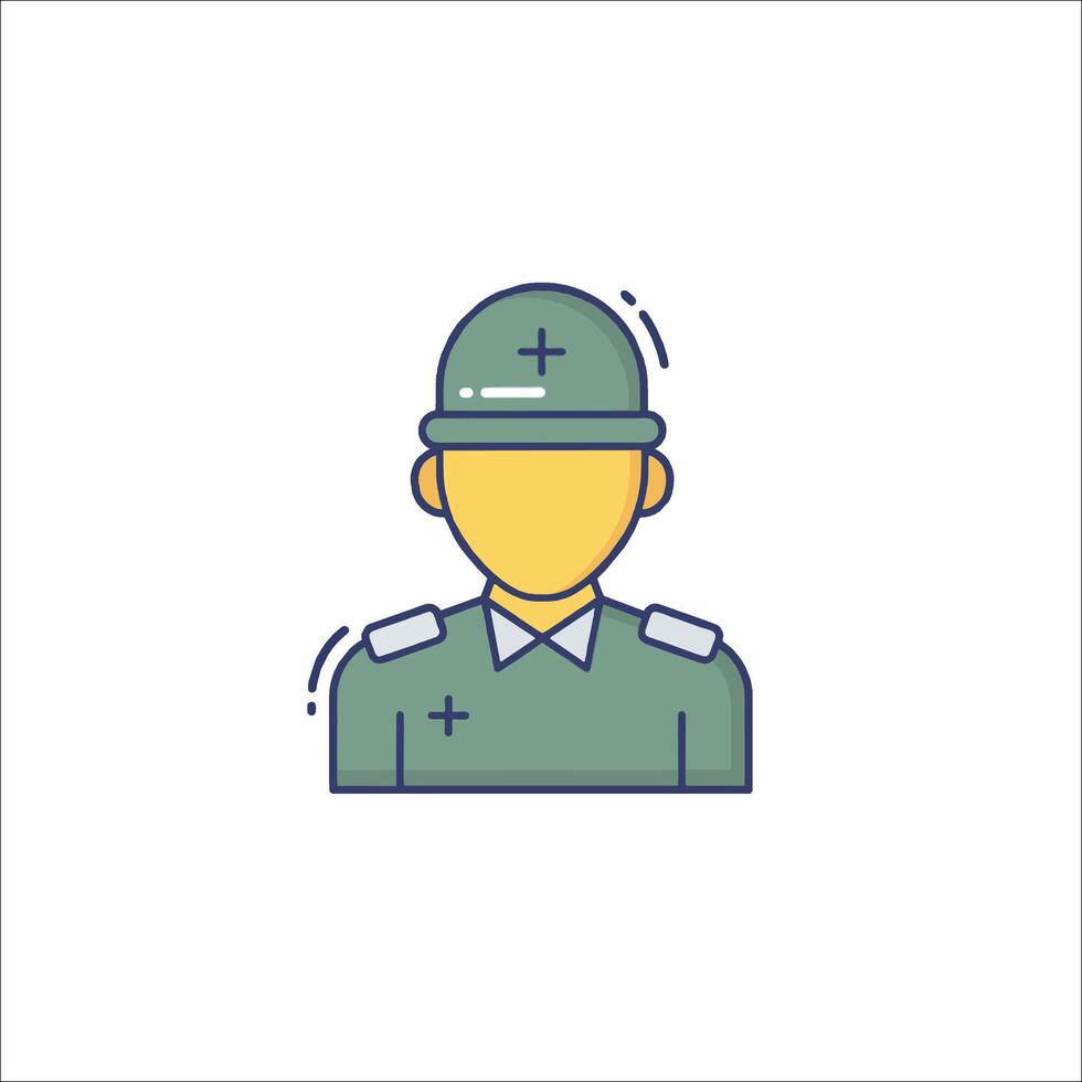 A soldier icon with a hat on his head vector