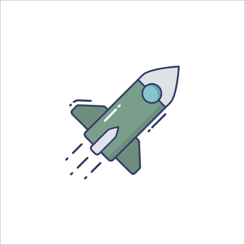 A rocket ship icon in a flat style vector