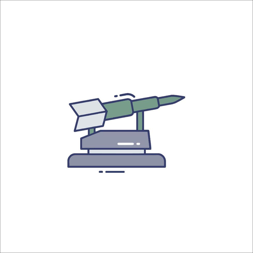 A rocket on top of a table with a green arrow vector