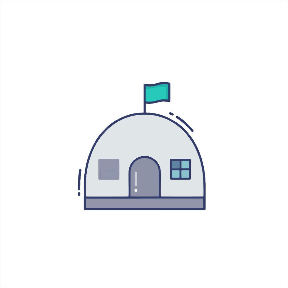 A house with a flag on top and a flag on the roof vector