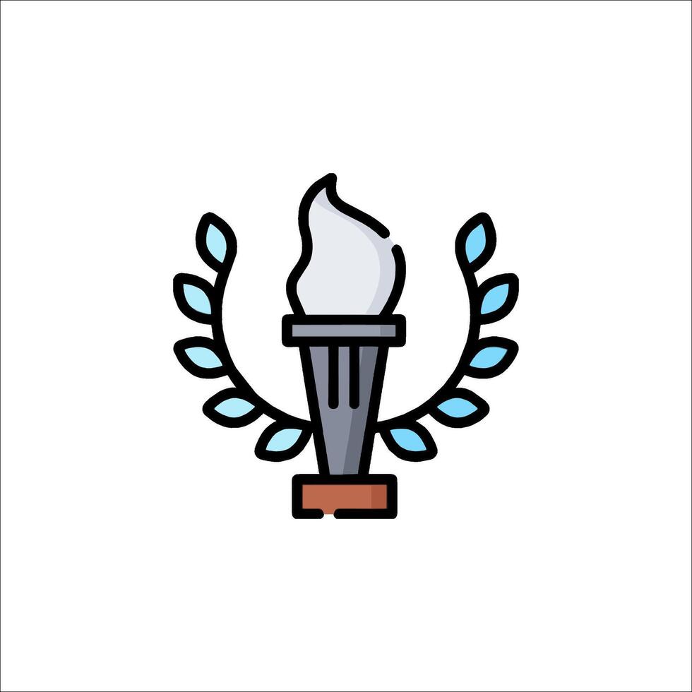 A torch with a wreath around it and a flame inside vector
