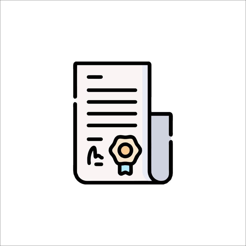 A document with a seal and a pen on it vector