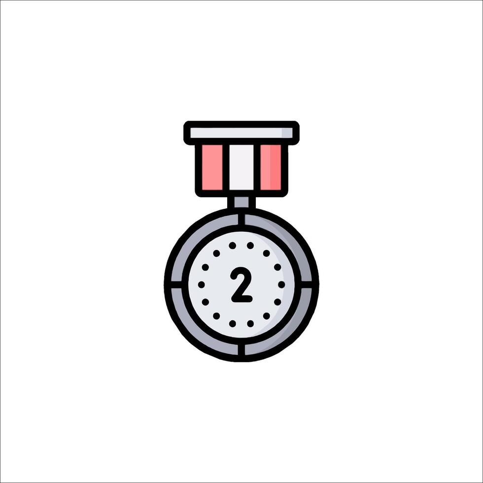 A medal with a ribbon on it and the number two vector